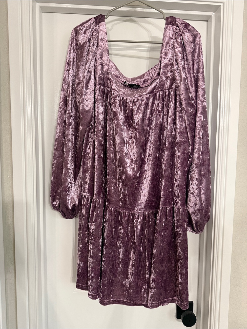 Jacqui E Crushed Velvet Lilac Babydoll Dress